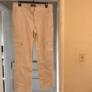 Ralph Lauren corduroy cream cargo pants, size 16.